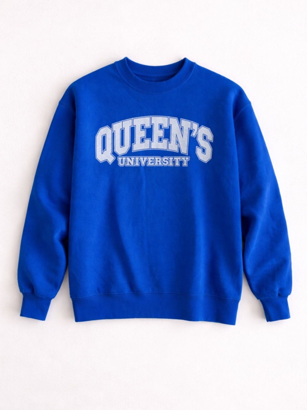 Y2K Queen’s University Blue Crewneck Sweatshirt Woman Med Blue College Graphic